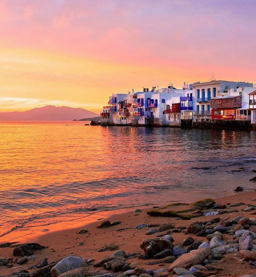 Little Venice of 📍Mykonos island (Μύκονος) during the sunset ! Cyclades - Greece (Κυκλάδες)🇬🇷 (@cyclades_islands) •